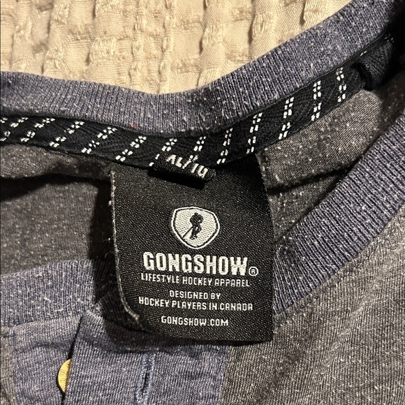 Men's Gongshow Hockey Gray Henley Shirt - Picture 2 of 3